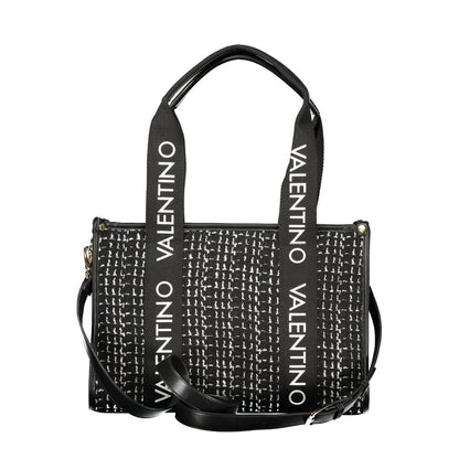 Mario Valentino Nero Smooth Leather Handbag with Iconic Logo