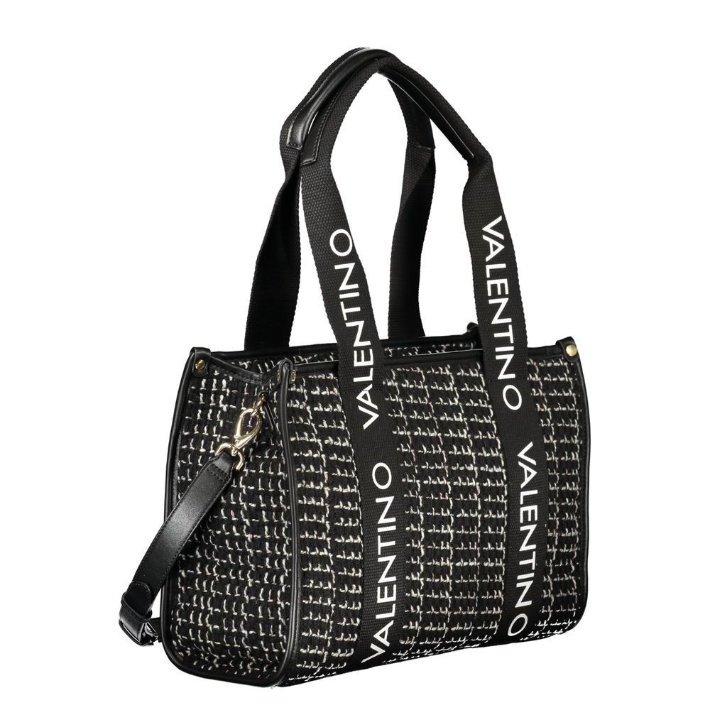 Mario Valentino Nero Smooth Leather Handbag with Iconic Logo