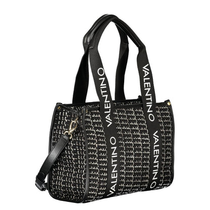 Mario Valentino Nero Smooth Leather Handbag with Iconic Logo