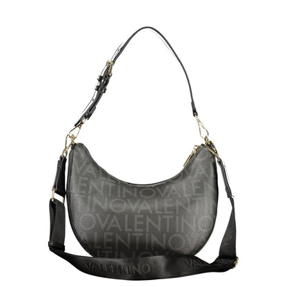 Mario Valentino Black Smooth Leather Handbag with Gold Accents
