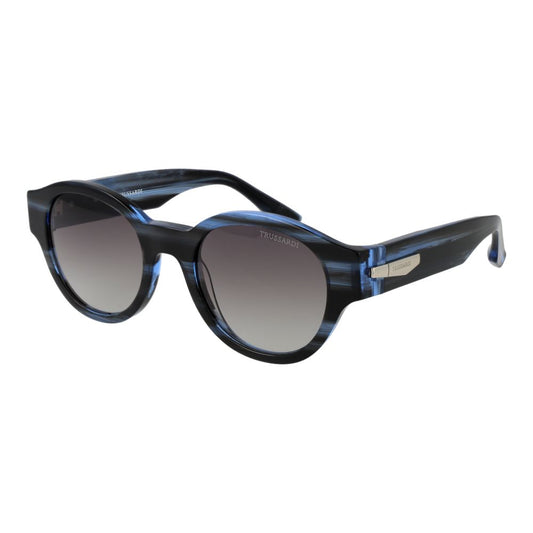 Trussardi Men’s Sunglasses – Black Round Frame, Grey Gradient Lenses