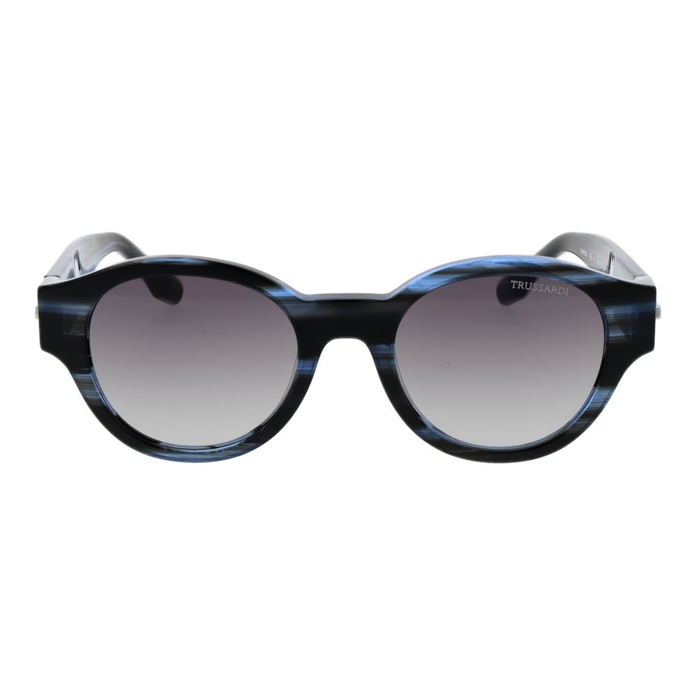 Trussardi Men’s Sunglasses – Black Round Frame, Grey Gradient Lenses