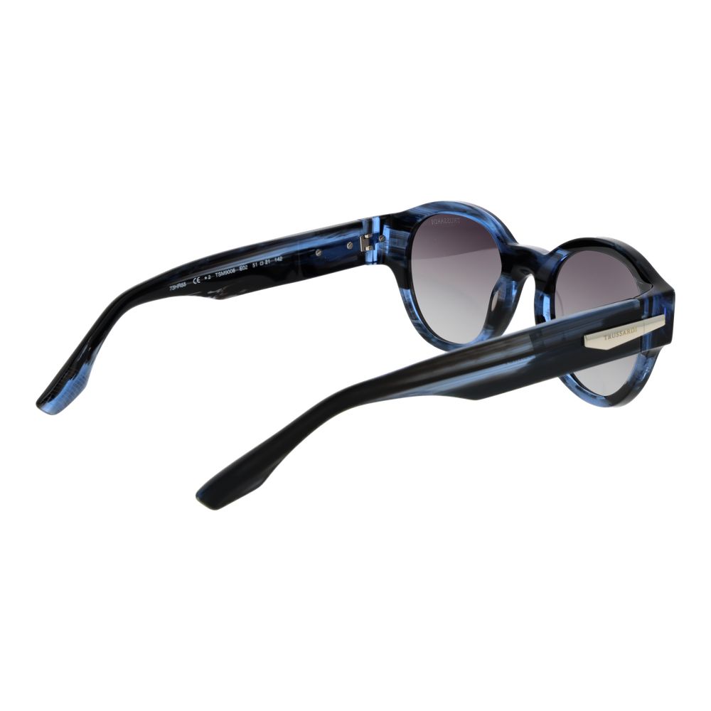 Trussardi Men’s Sunglasses – Black Round Frame, Grey Gradient Lenses