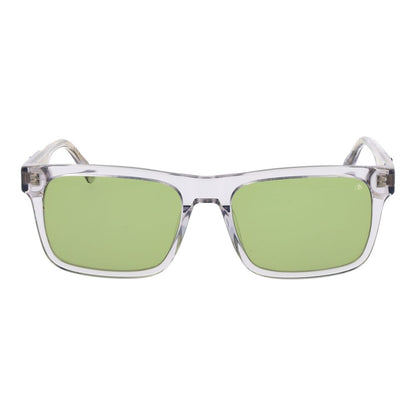Scotch & Soda Men’s Transparent Acetate Sunglasses – Square Frame, Green Lenses