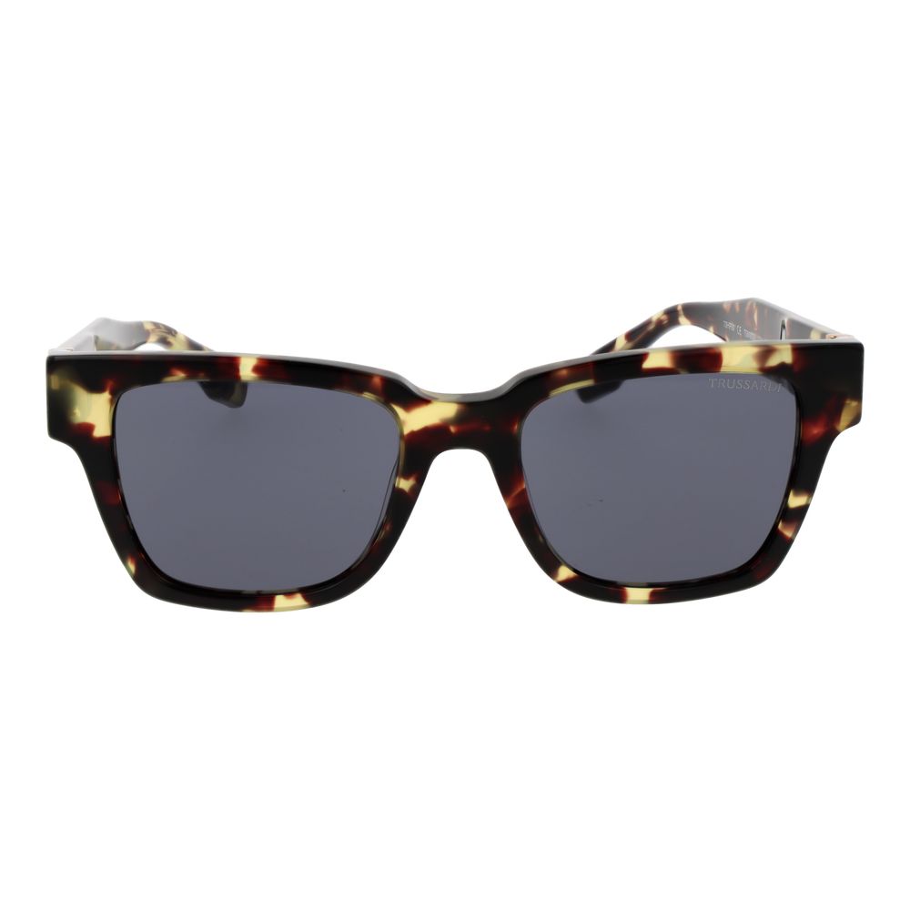 Trussardi Men’s Sunglasses – Brown Square Frame, Grey Lenses