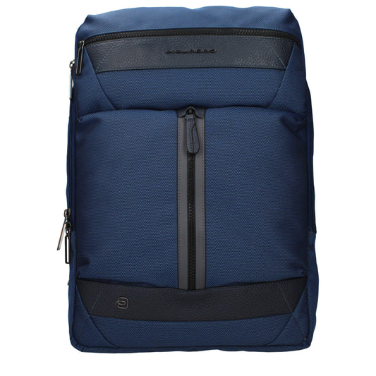 Piquadro Blue Fabric Backpack - Versatile Travel Companion