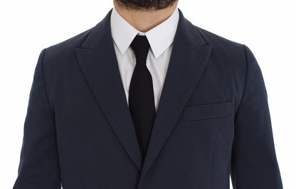  - Elegant Blue Cotton Stretch Blazer Jacket