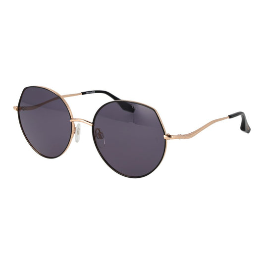 Trussardi Women’s Sunglasses – Black Metal Round Frame, Purple Lenses