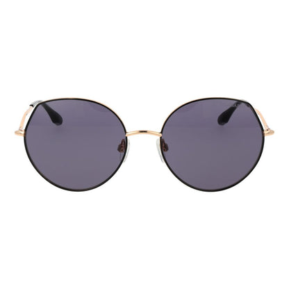 Trussardi Women’s Sunglasses – Black Metal Round Frame, Purple Lenses