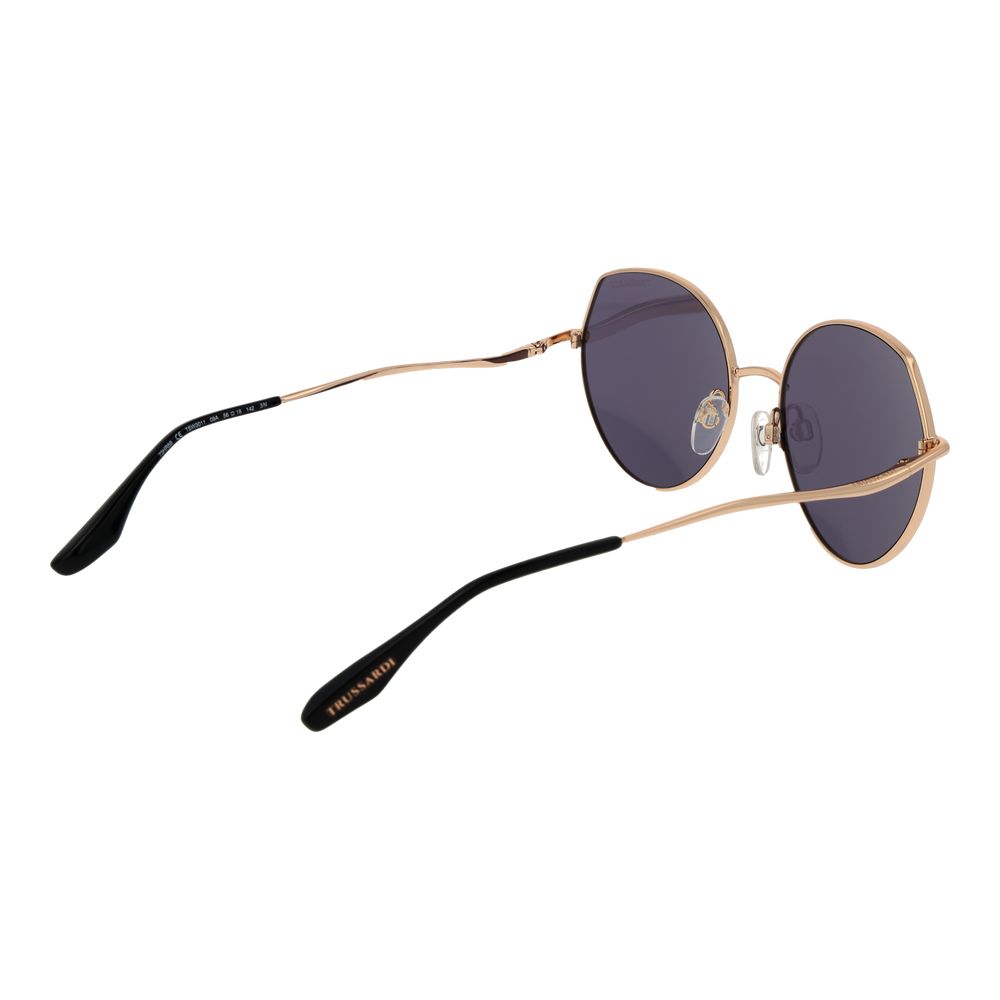Trussardi Women’s Sunglasses – Black Metal Round Frame, Purple Lenses