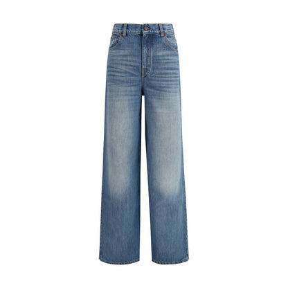 Chloé High-Rise Wide-Leg Jeans in Blue Cotton Denim