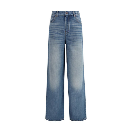Chloé High-Rise Wide-Leg Jeans in Blue Cotton Denim