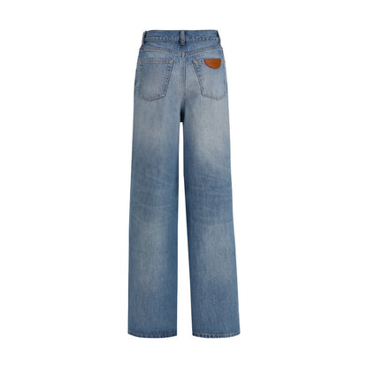 Chloé High-Rise Wide-Leg Jeans in Blue Cotton Denim