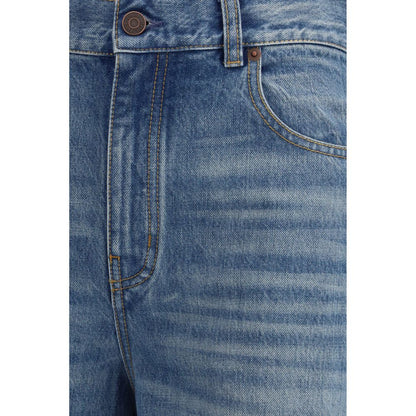 Chloé High-Rise Wide-Leg Jeans in Blue Cotton Denim
