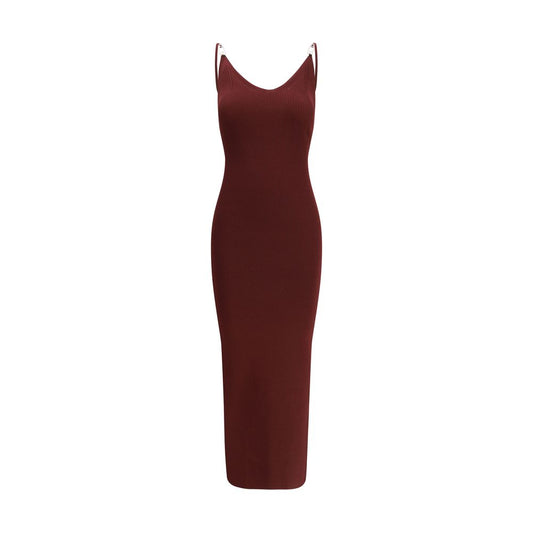 Versace Bordeaux Safety Pin Ribbed Midi Dress