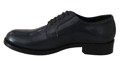  - Elegant Blue Leather Derby Dress Shoes