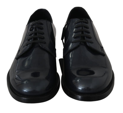  - Elegant Blue Leather Derby Dress Shoes