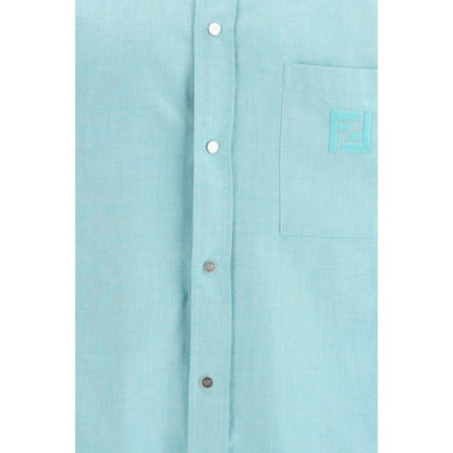 Fendi Light Blue Oversized Cotton Dress Shirt