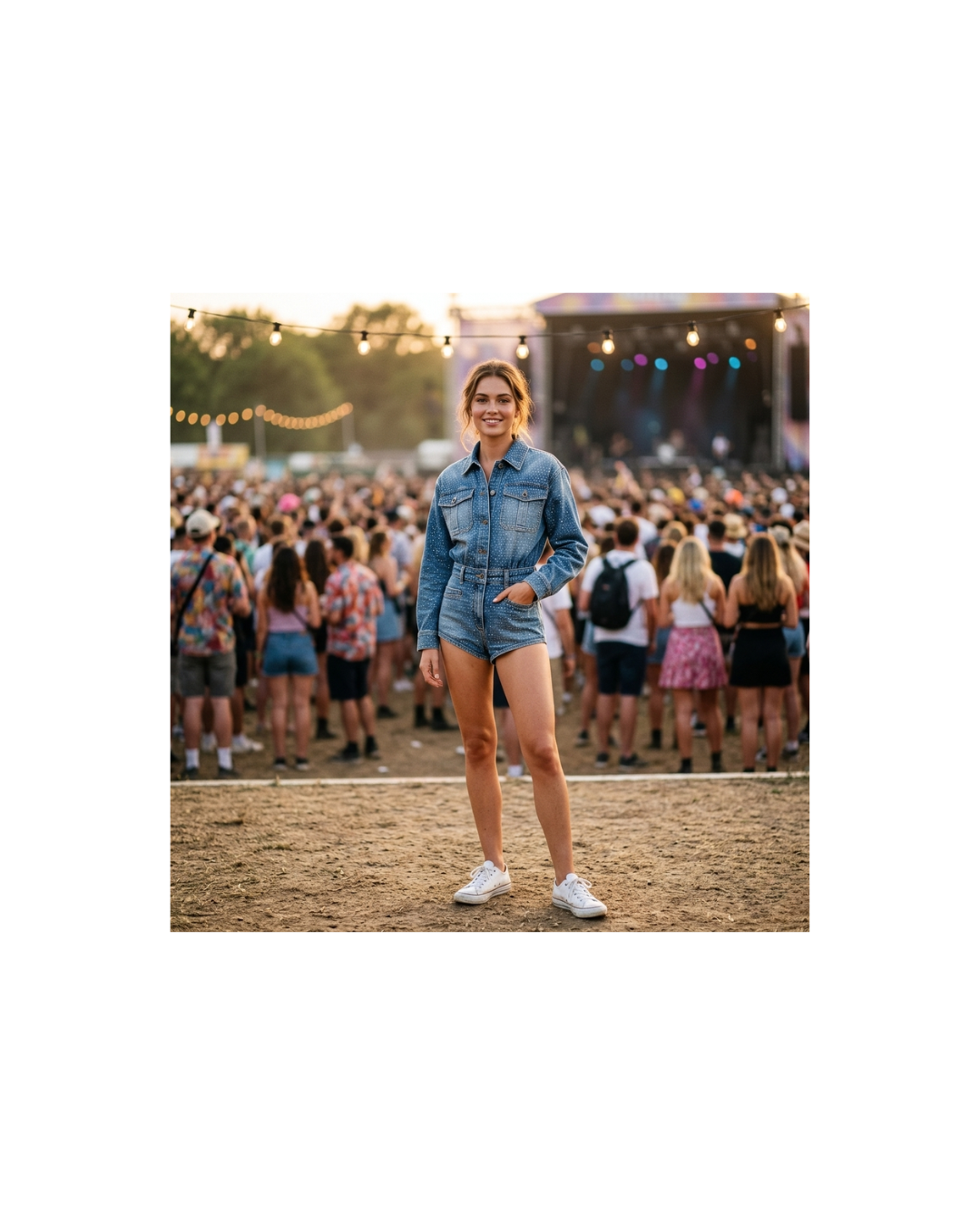 Self-Portrait Rhinestone Denim Playsuit