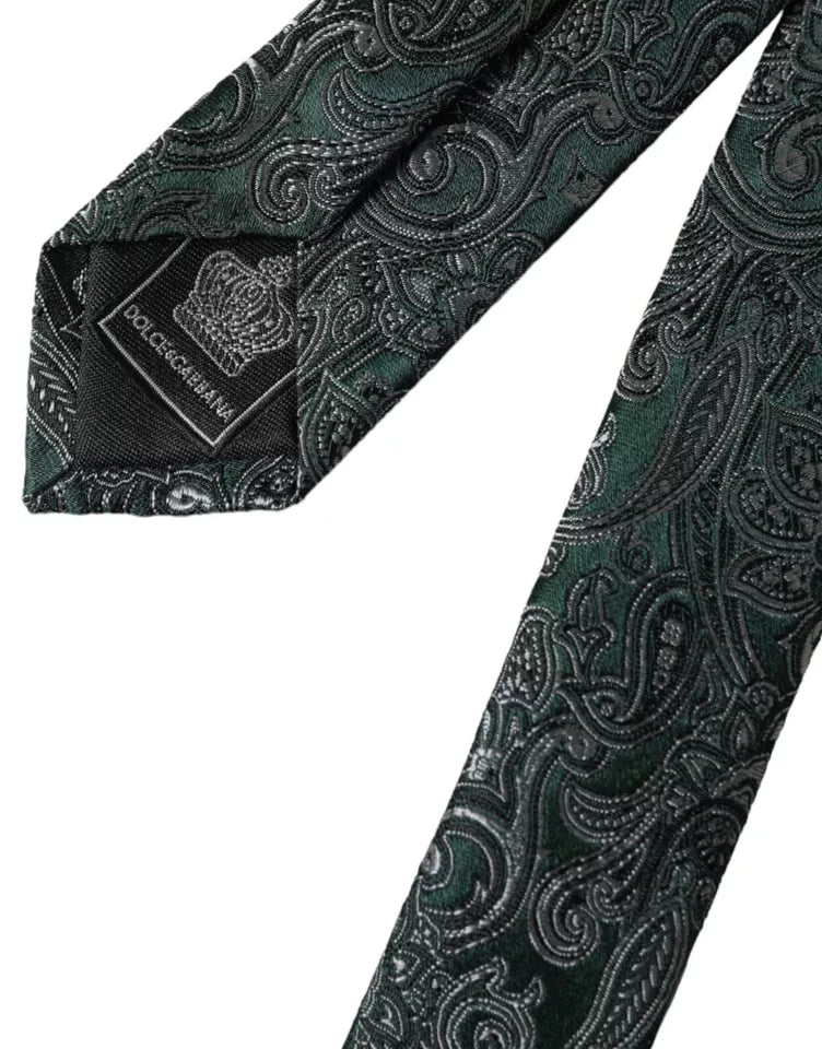 Green Floral Pattern 100% Silk Adjustable Men Tie - The Luxe Alliance