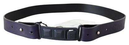  - Black Leather Normal Logo Buckle Waist Belt